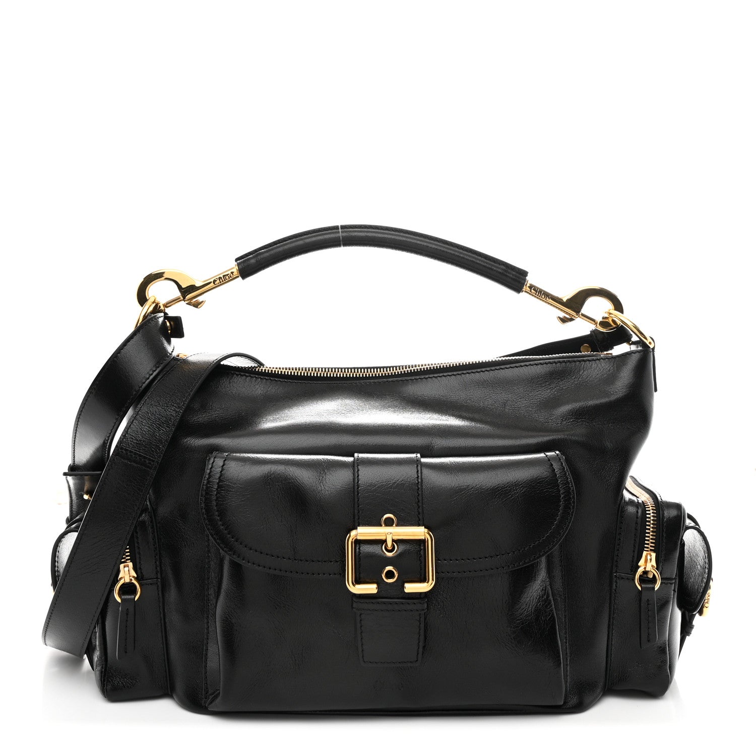 Chloe Shiny Calfskin Medium Double Carry Camera Bag Black 1 of 10