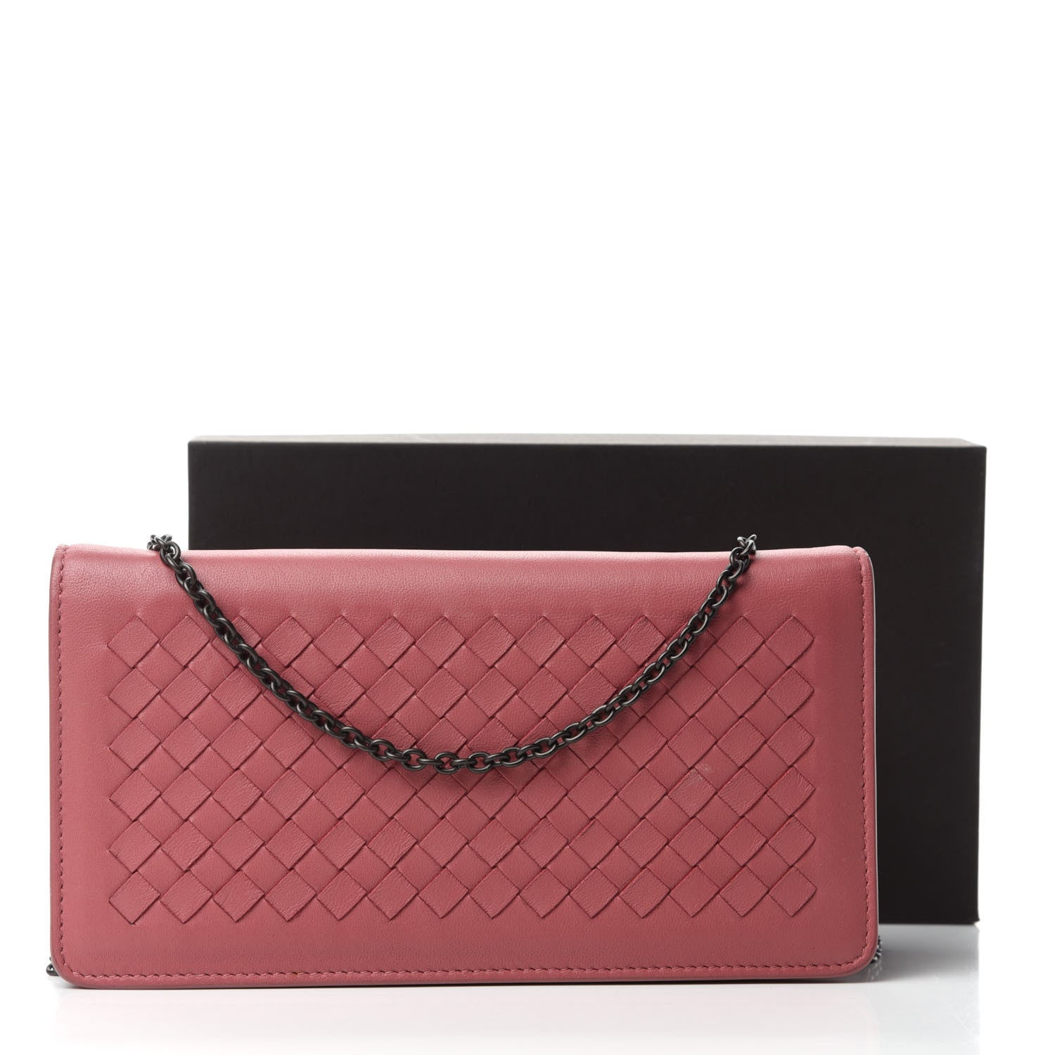 Bottega Veneta Nappa Intrecciato Continental Wallet on Chain Rose Pink 14 of 14