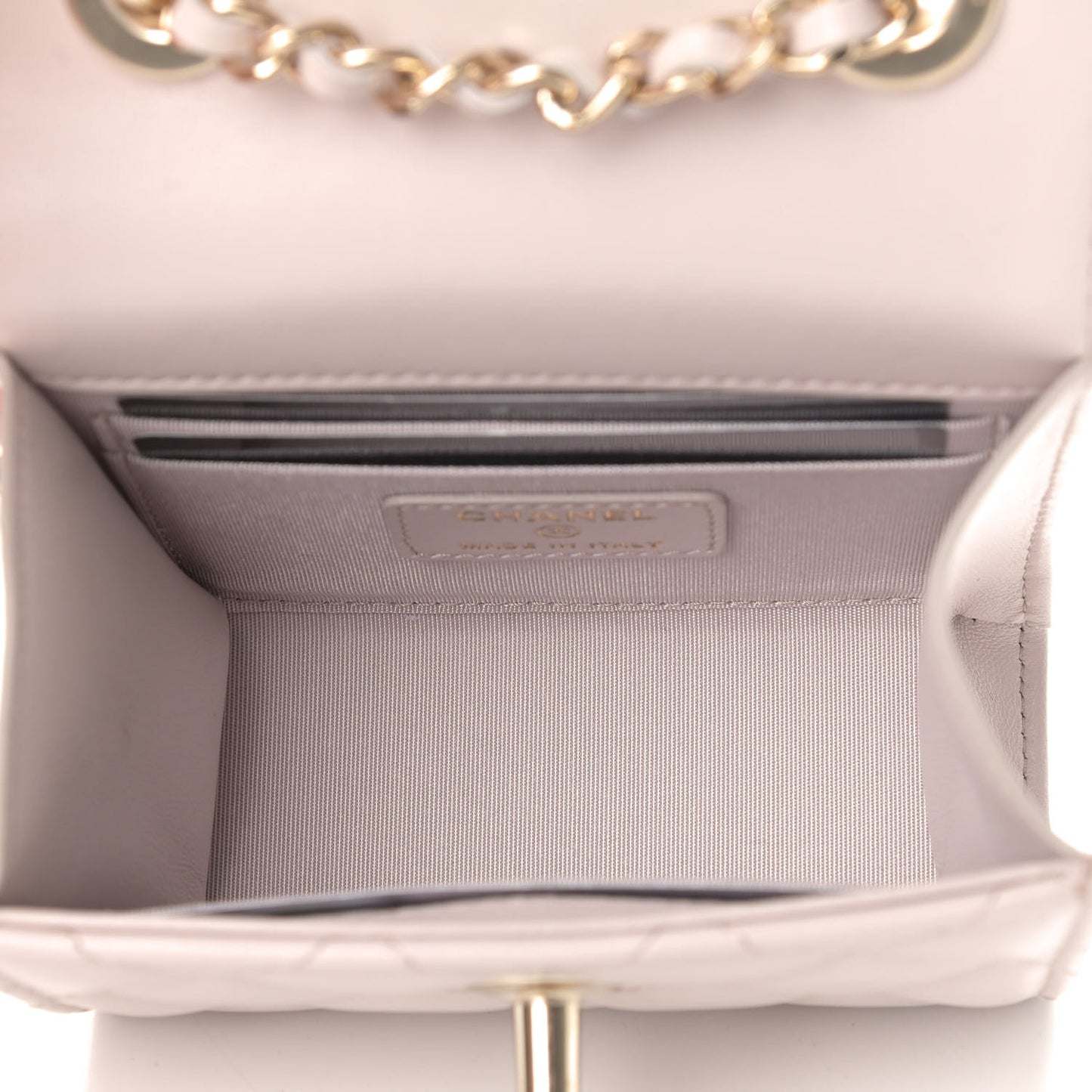 Lambskin Quilted Mini Trendy CC Clutch With Chain Light Purple