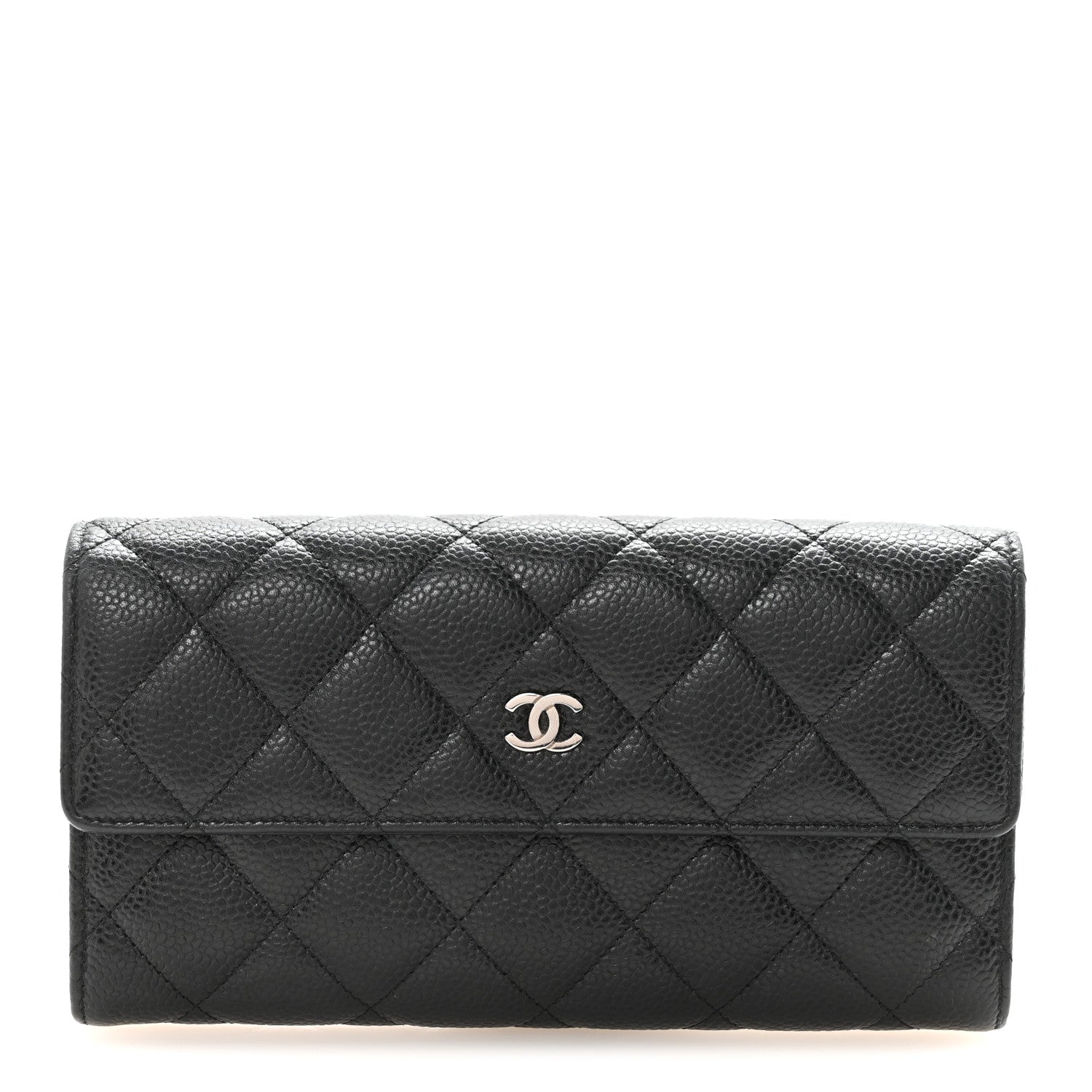 Chanel Caviar Quilted Large Gusset Flap Wallet Black 1 of 9