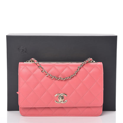 Chanel Lambskin Quilted Trendy CC Wallet On Chain WOC Bright Pink 11 of 11