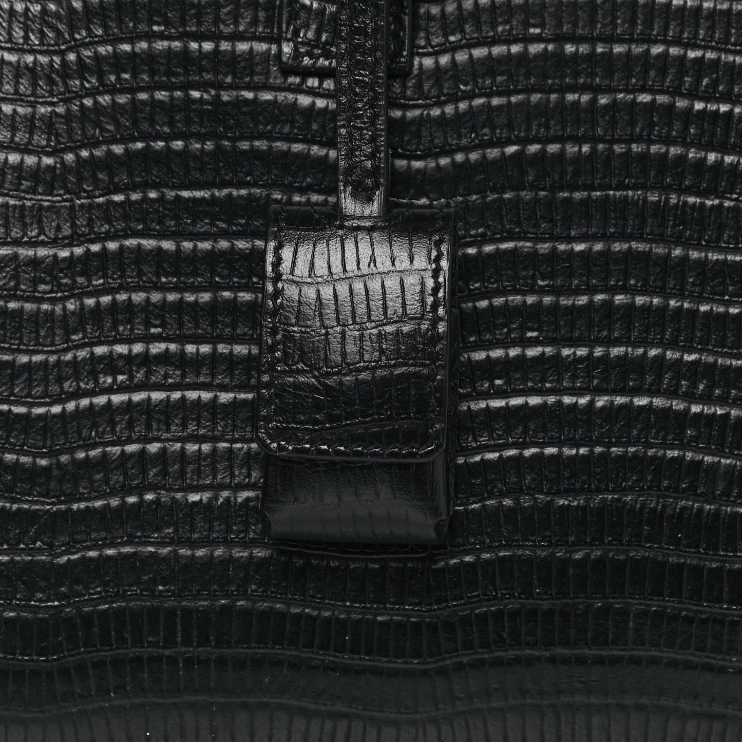 Calfskin Lizard Embossed Nano Sac De Jour Black