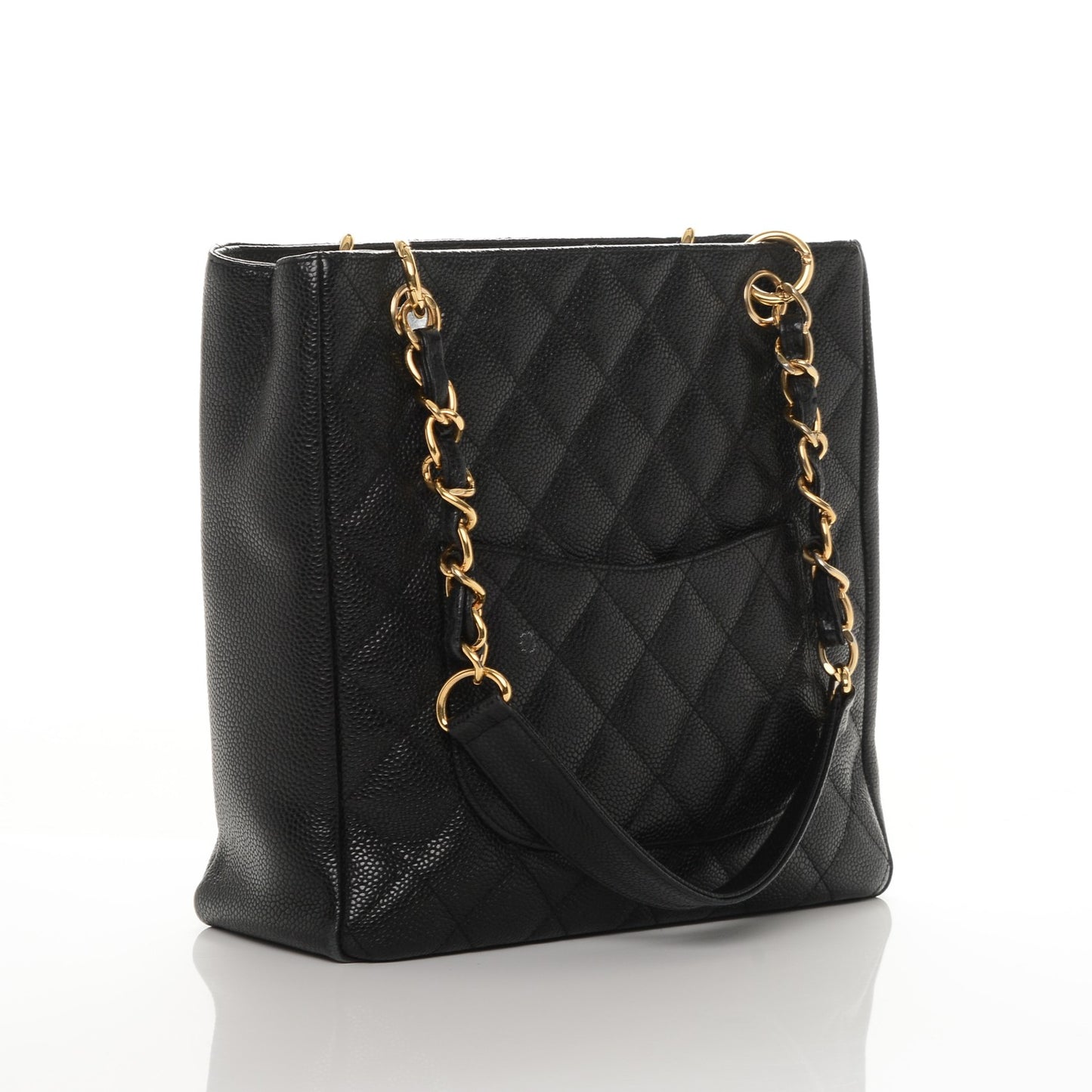 Caviar Quilted Petit Shopping Tote PST Black