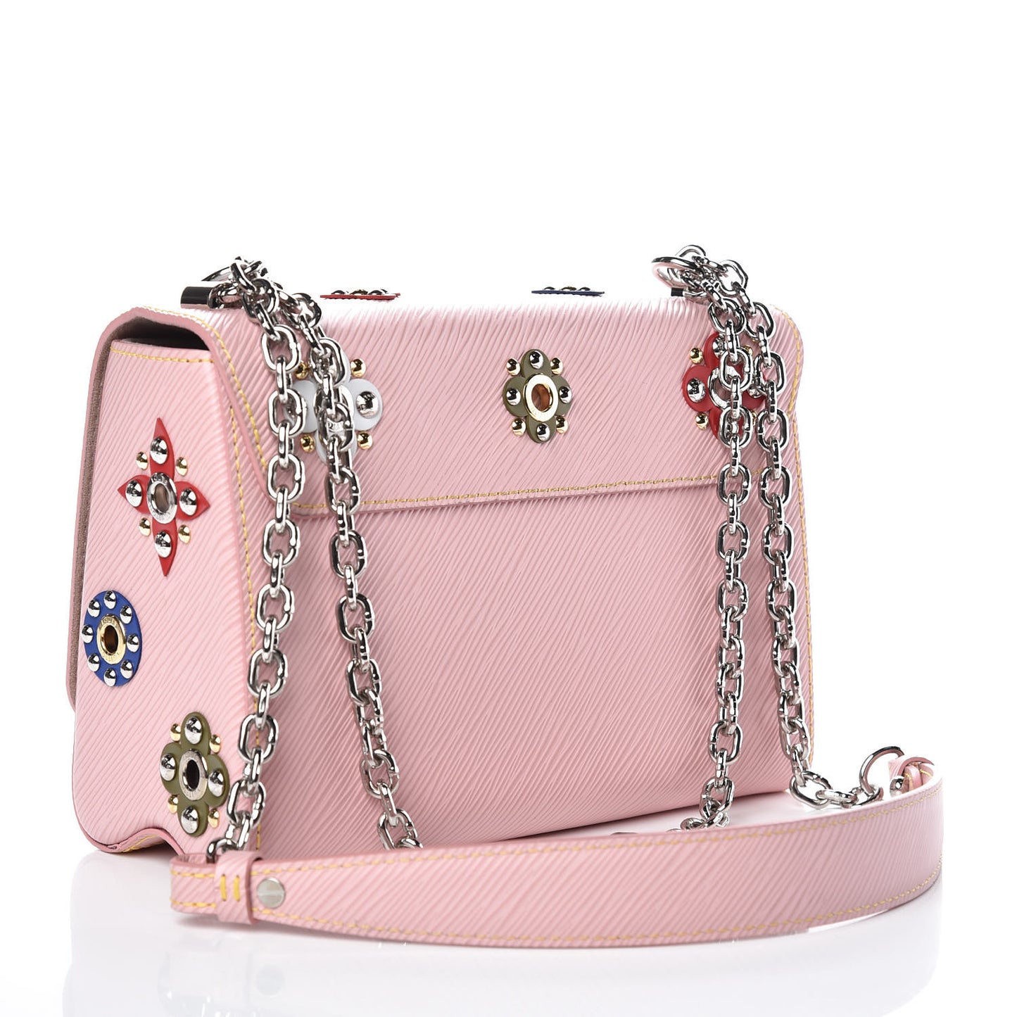 Epi Mechanical Flowers Twist Shoulder Bag MM Rose Ballerine