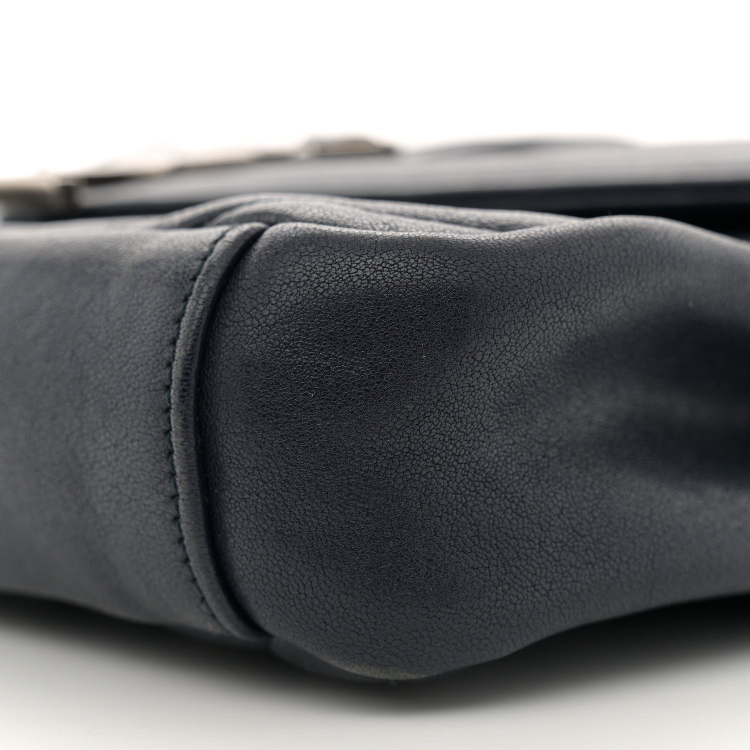 Saint Laurent Sheepskin Matelasse Chevron Monogram Medium College Bag Deep Marine 10 of 15