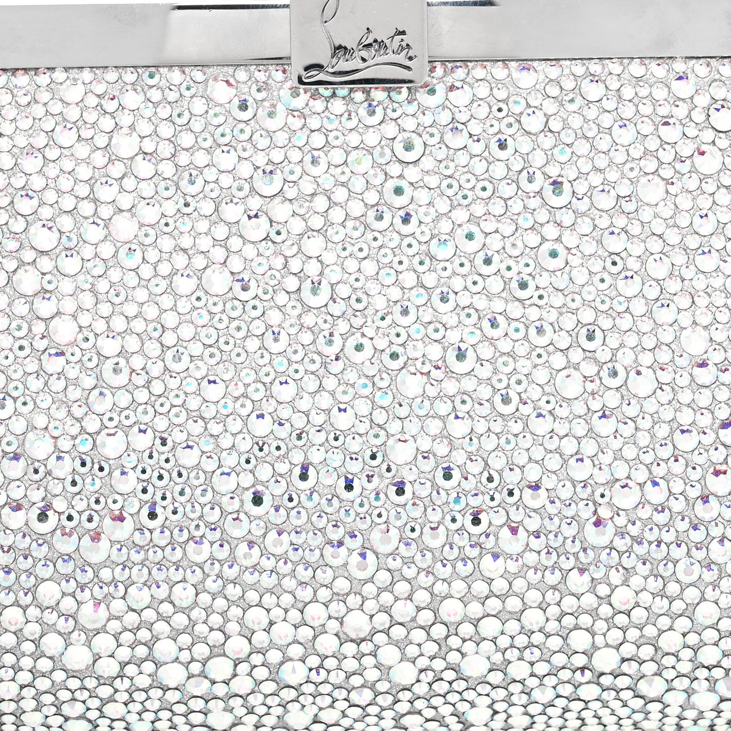 Suede Crystal Strass Small Palmette Clutch Silver