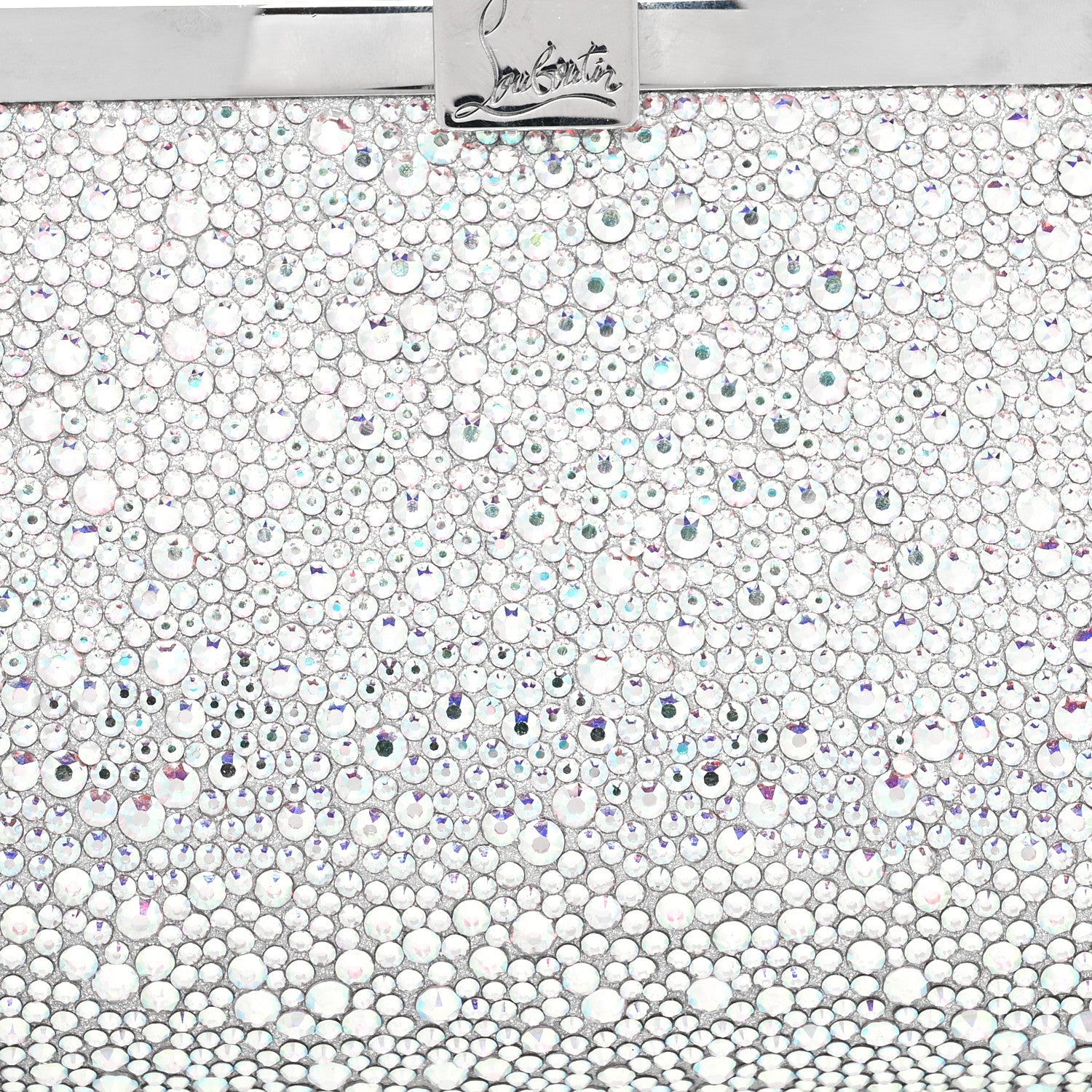 Christian Louboutin Suede Crystal Strass Small Palmette Clutch Silver 6 of 8