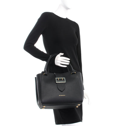 Burberry Soft Grain Calfskin Medium Buckle Tote Black 4 of 11