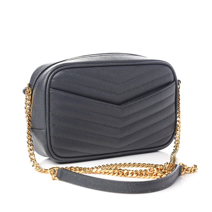 Saint Laurent Grain De Poudre Matelasse Monogram Mini Lou Camera Bag Dark Smog 3 of 10