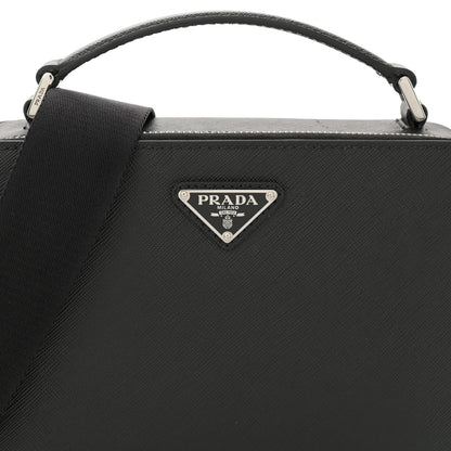 Prada Saffiano Travel Medium Brique Crossbody Bag Black 7 of 10