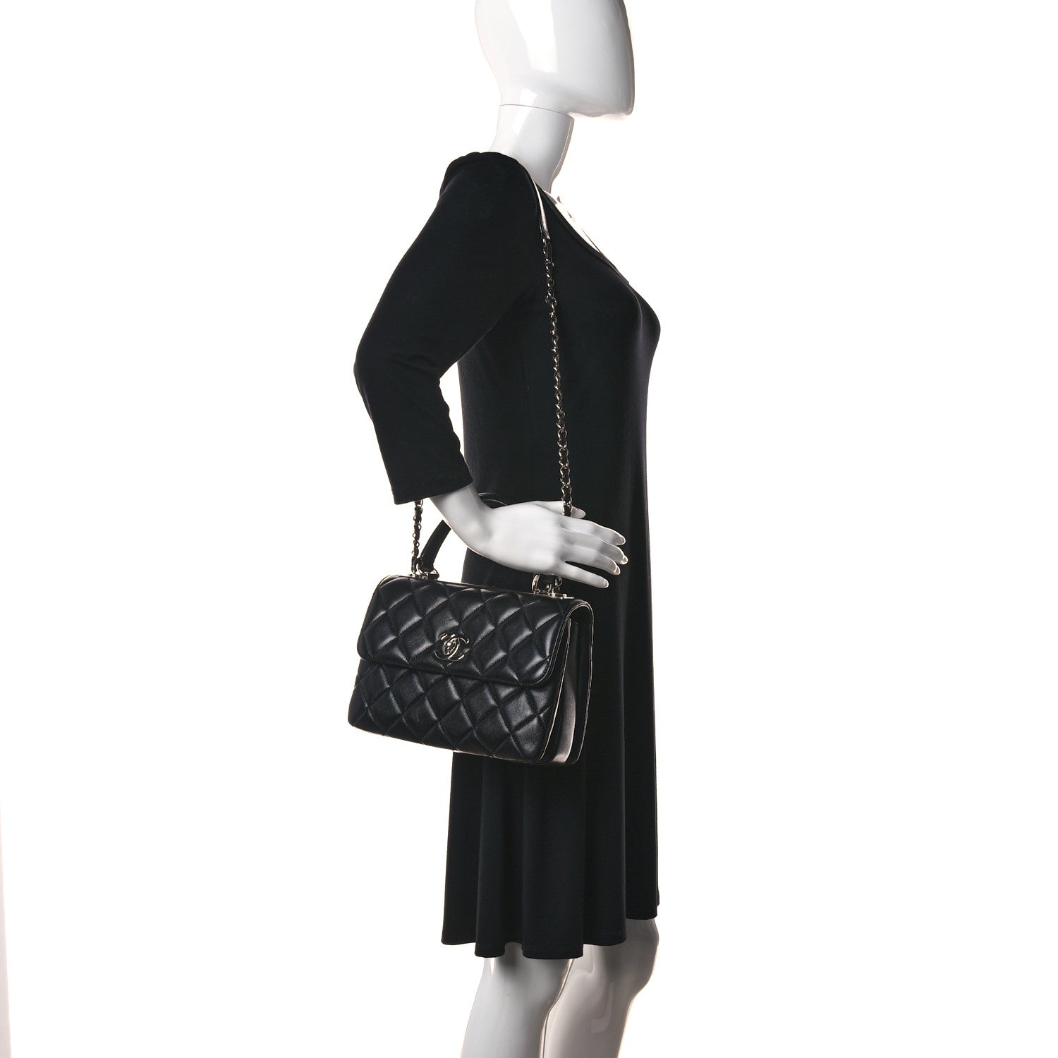 Chanel Lambskin Quilted Small Trendy CC Dual Handle Flap Bag Black 2 of 17