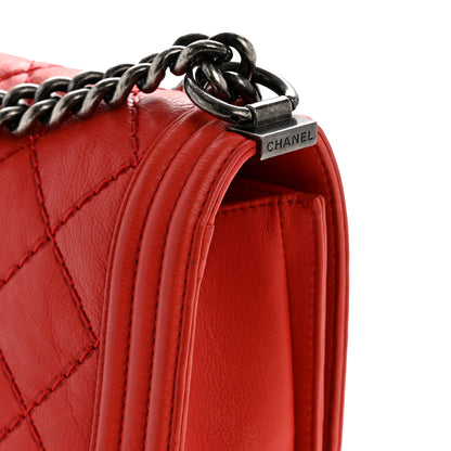 Chanel Calfskin Quilted Double Stitch Medium Boy Flap Red 14 of 14