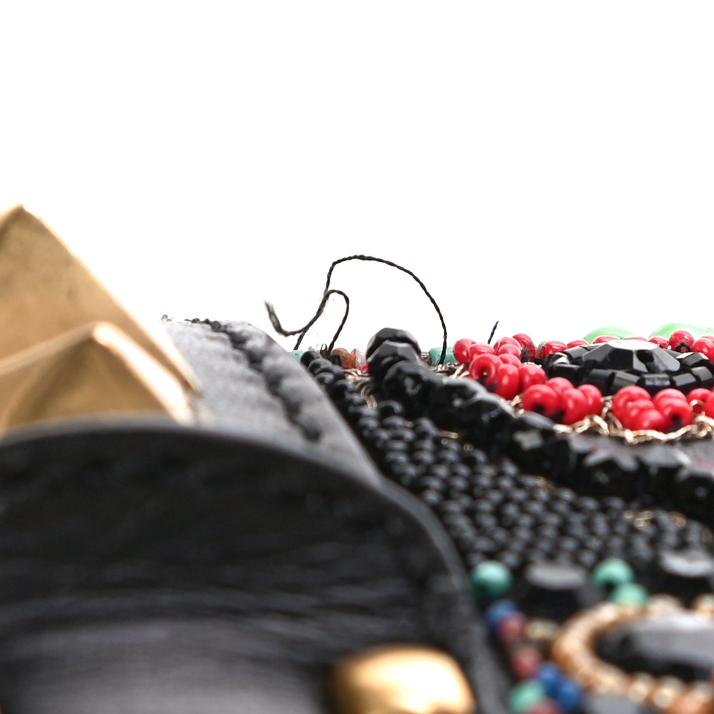Vitello Beaded Small Glam Lock Rockstud Flap Black