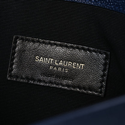 Saint Laurent Grain De Poudre Monogram Uptown Pouch Blue Charron 6 of 7