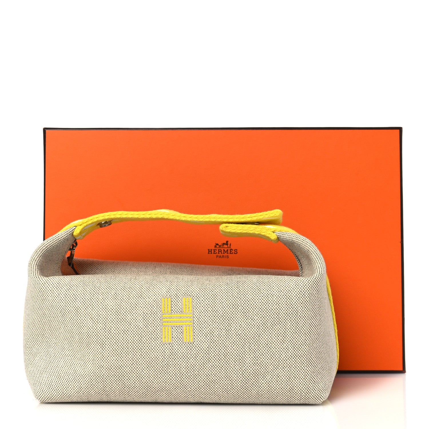 Hermes Canvas Small Bride-A-Brac Pouch Natural Jaune Citron 9 of 9