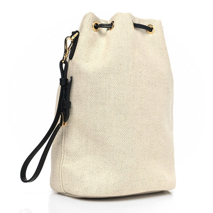 Prada Canvas Saffiano Bucket Wristlet Naturale Black 2 of 11