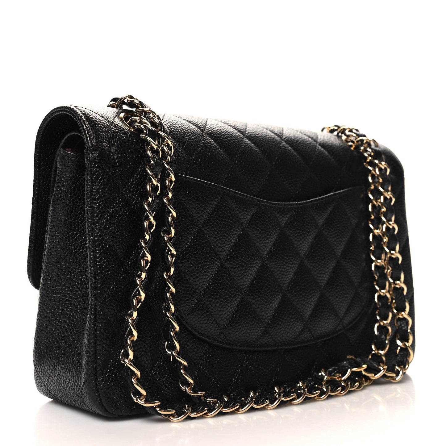 Caviar Quilted Medium Double Flap Black