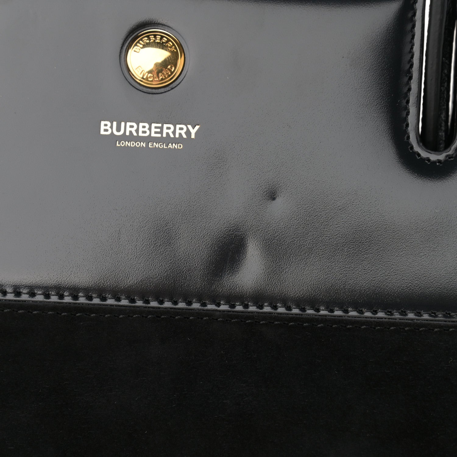 Burberry Deerskin Suede Lizard Embossed Calfskin Medium Title Bag Black 11 of 11