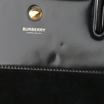 Burberry Deerskin Suede Lizard Embossed Calfskin Medium Title Bag Black 11 of 11