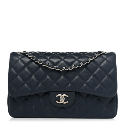 Chanel Caviar Quilted Jumbo Double Flap Navy Blue 1 of 21