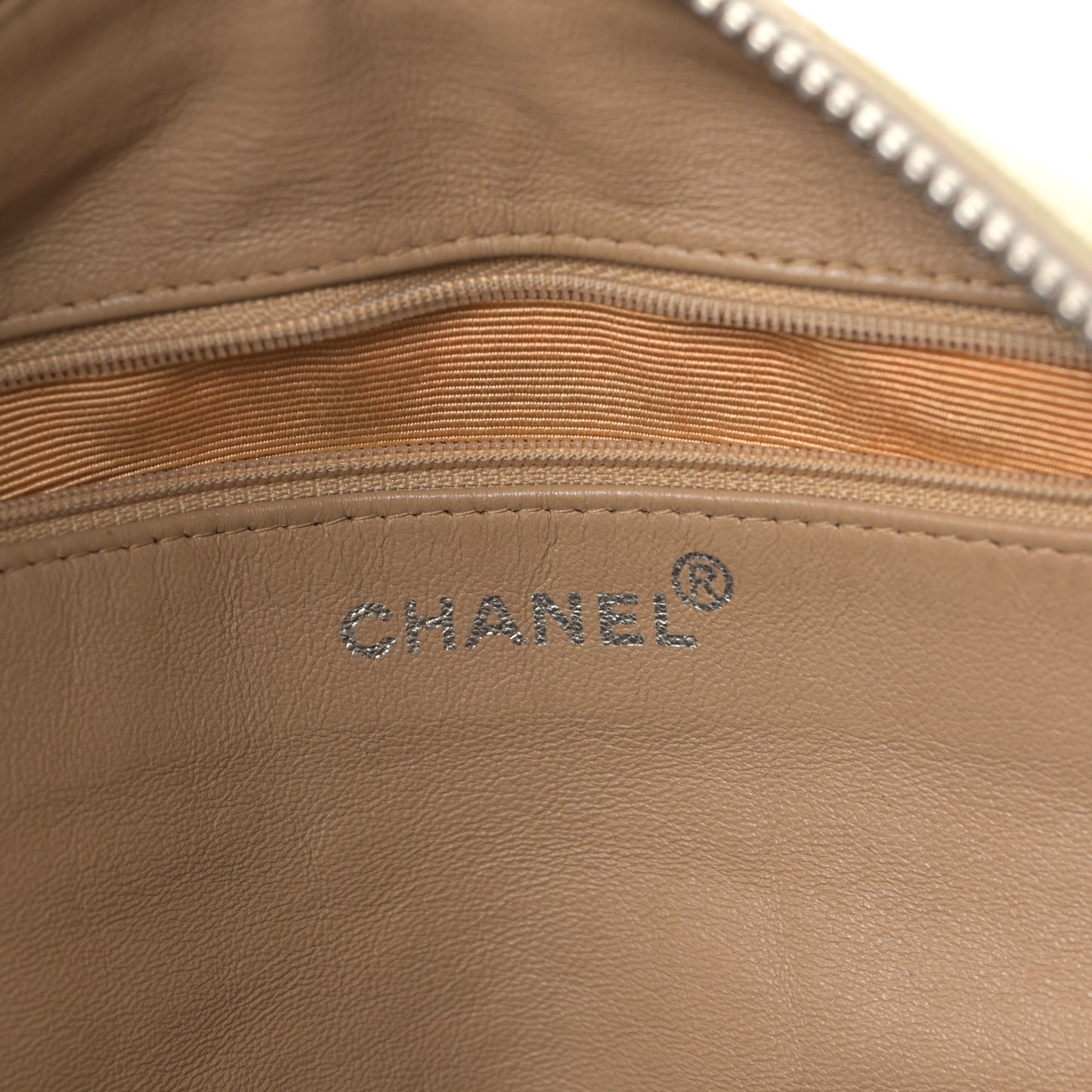 Suede Nylon Stitched Hobo Messenger Bag Beige Brown