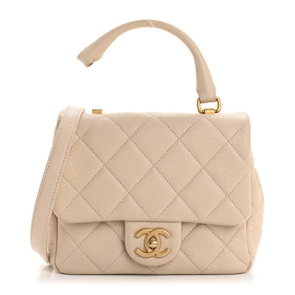 Chanel Shiny Caviar Quilted Mini Top Handle Flap Ecru 1 of 10