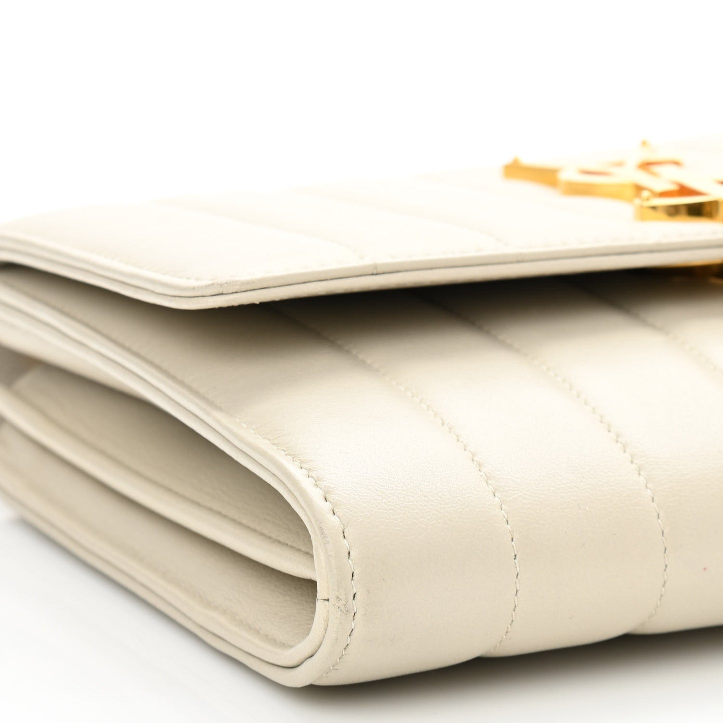 Lambskin Matelasse Monogram Vicky Chain Wallet Off White