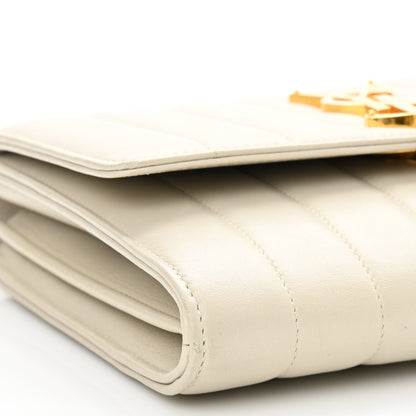 Saint Laurent Lambskin Matelasse Monogram Vicky Chain Wallet Off White 8 of 11