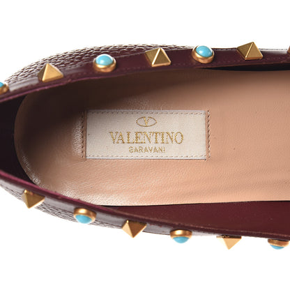 Valentino Garavani Pebbled Calfskin Rockstud Rolling 100mm Pumps 39.5 Rubin 6 of 10