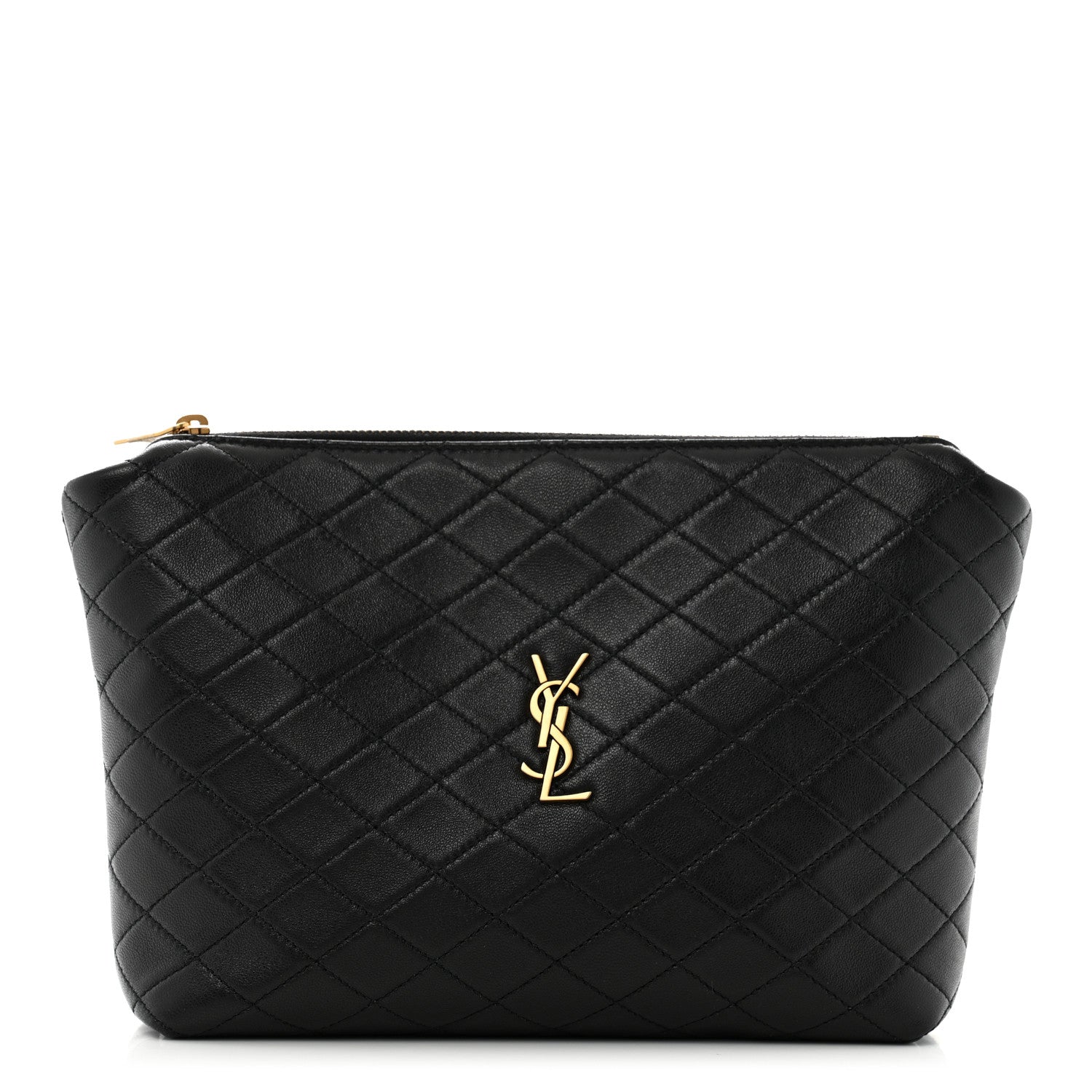 Saint Laurent Lambskin Quilted Gaby Cosmetic Pouch Black 1 of 7