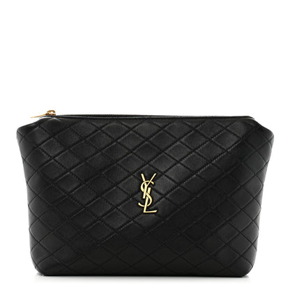 Saint Laurent Lambskin Quilted Gaby Cosmetic Pouch Black 1 of 7