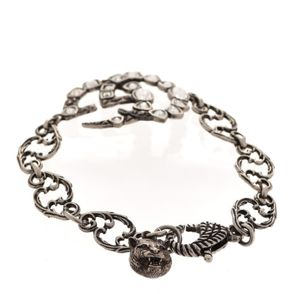 Gucci Oxidized Palladium Crystal Double G Bracelet Silver 3 of 6