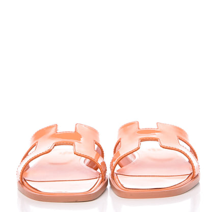 Hermes Patent Oran Sandals 38 Orange Melon 2 of 10