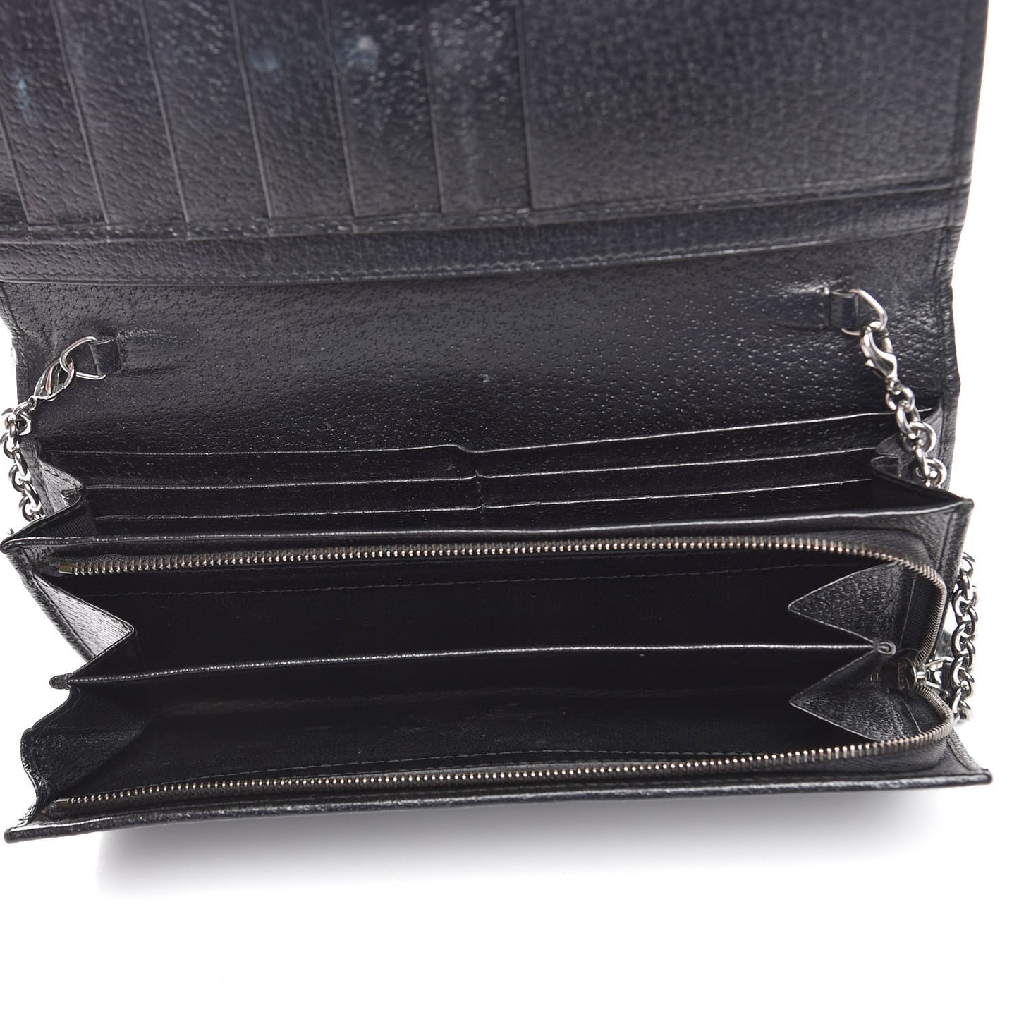 Monogram Metal Bar Chain Wallet Black