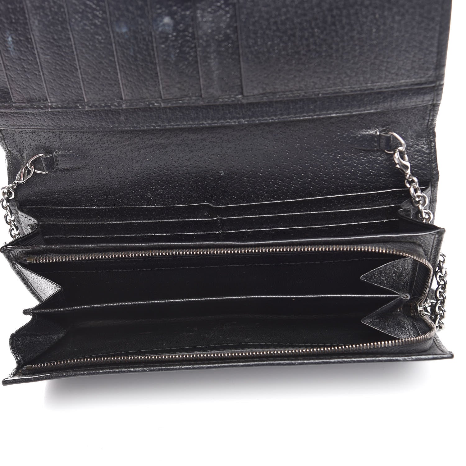 Gucci Monogram Metal Bar Chain Wallet Black 5 of 14