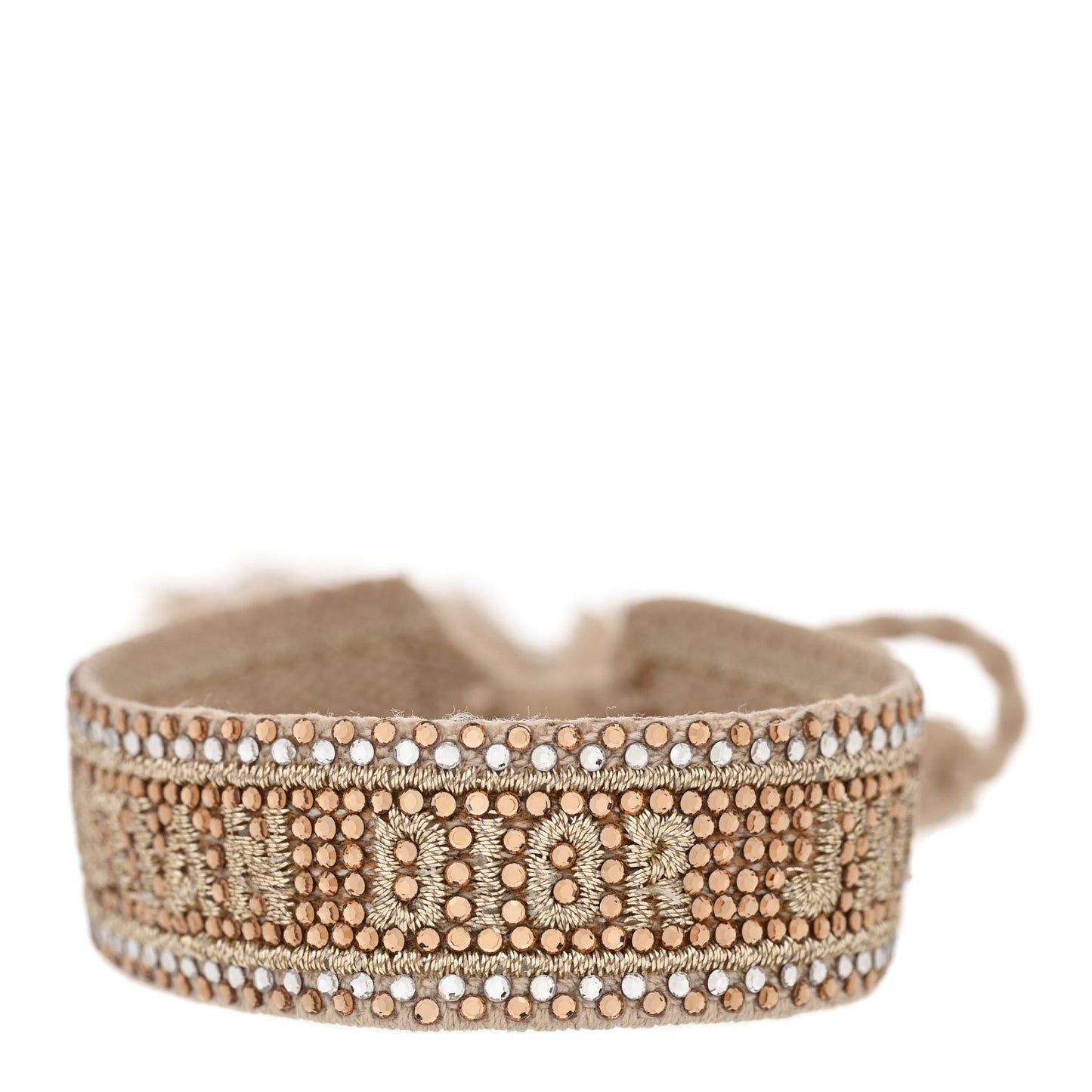 Woven Cotton Crystal Embroidered J'Adior Friendship Bracelet Gold