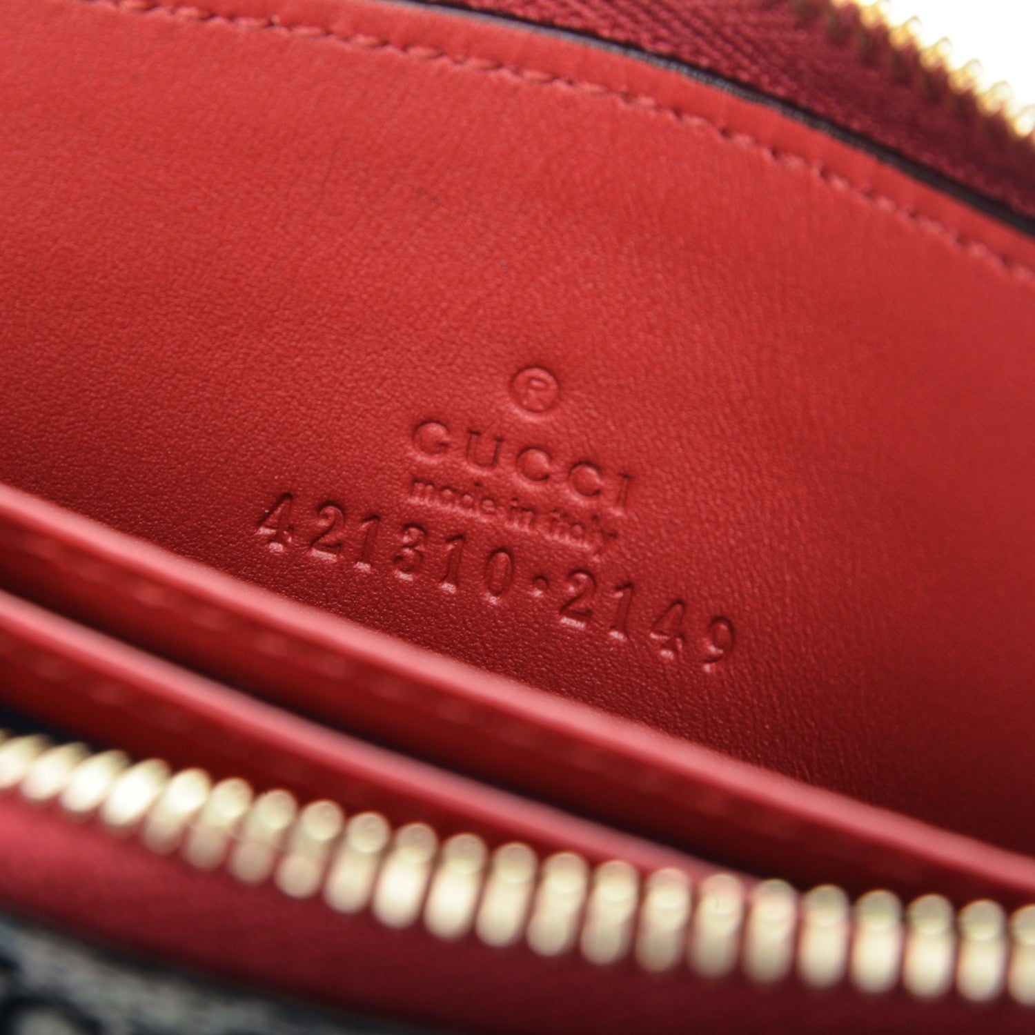 Gucci GG Supreme Monogram Blooms Zip Around Card Case Wallet Beige Blue Navy Hibiscus Red 6 of 6