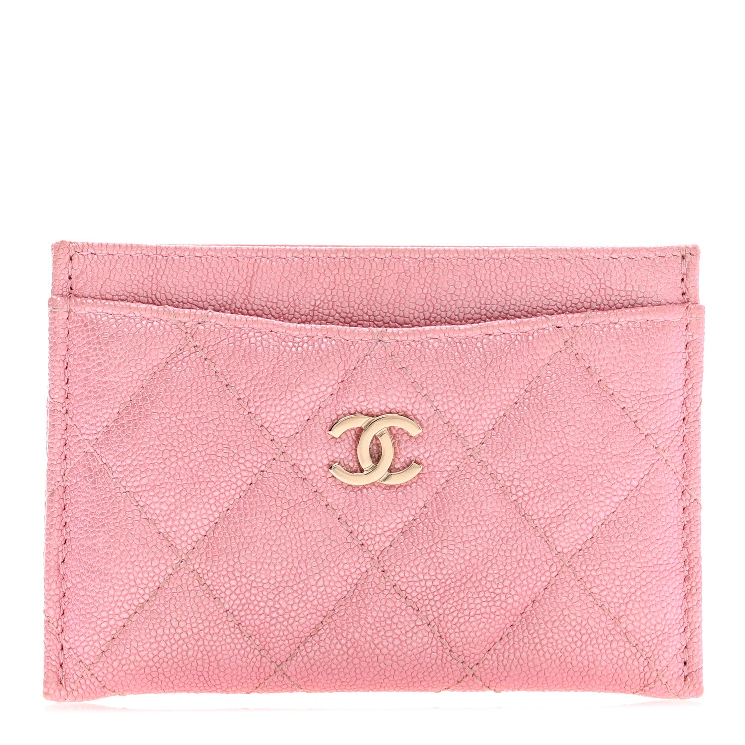 Chanel Iridescent Caviar Quilted Card Holder Rose Pink 1 of 8