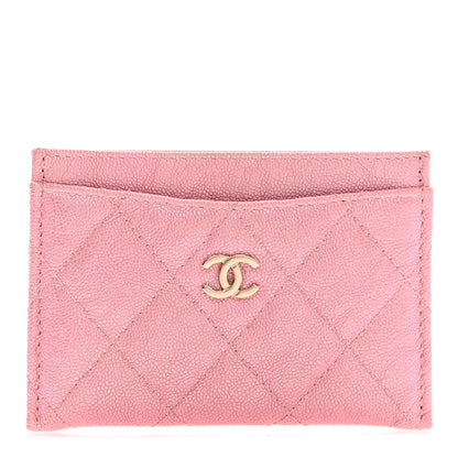 Chanel Iridescent Caviar Quilted Card Holder Rose Pink 1 of 8