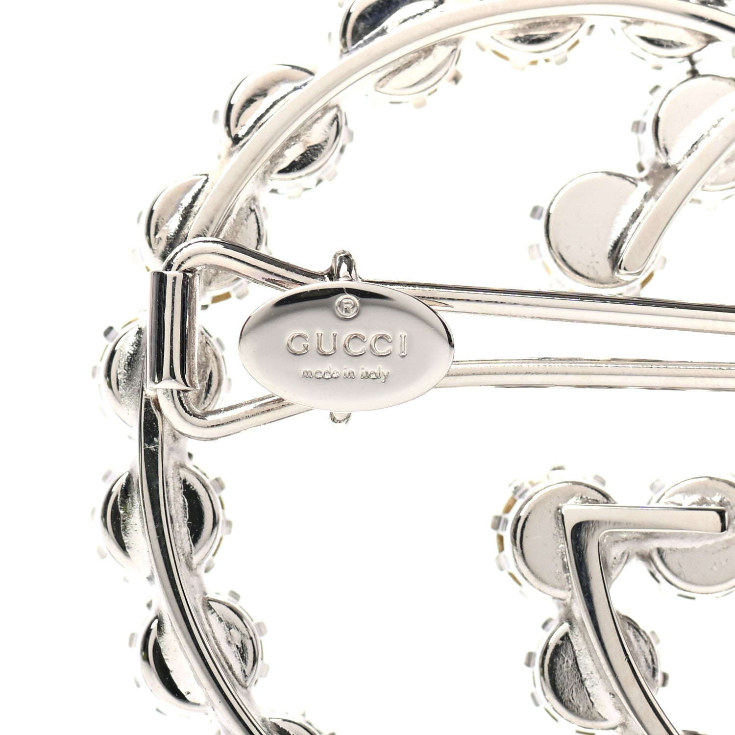 Gucci Crystal Interlocking G Hair Clip Silver 4 of 5