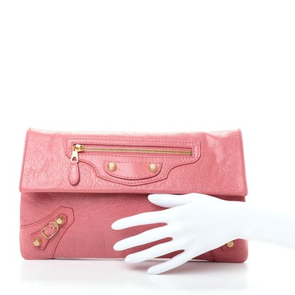 Balenciaga Agneau Giant 12 Gold Hardware Envelope Clutch Rose Bonbon 2 of 7