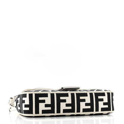 Fendi Canvas Vitello King FF Embroidered Baguette White Black 4 of 11