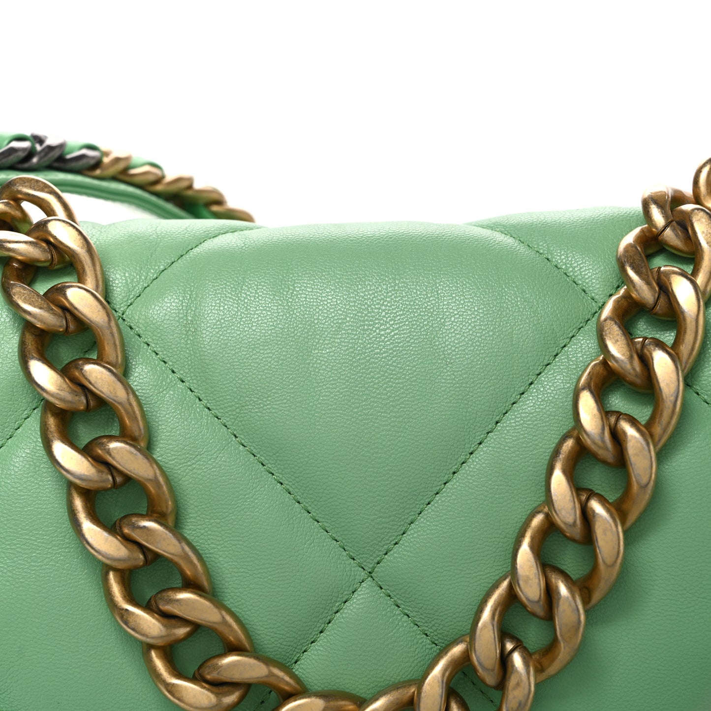 Lambskin Quilted Maxi Chanel 19 Flap Light Green