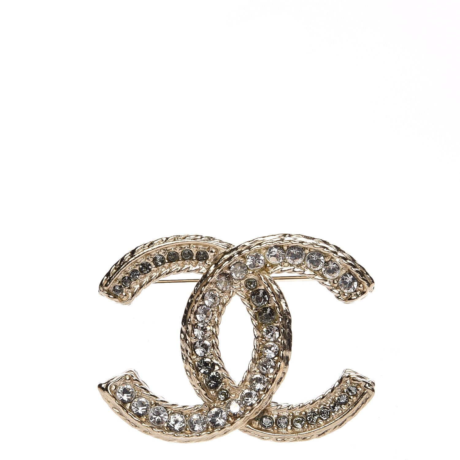 Chanel Crystal CC Brooch Light Gold 1 of 4