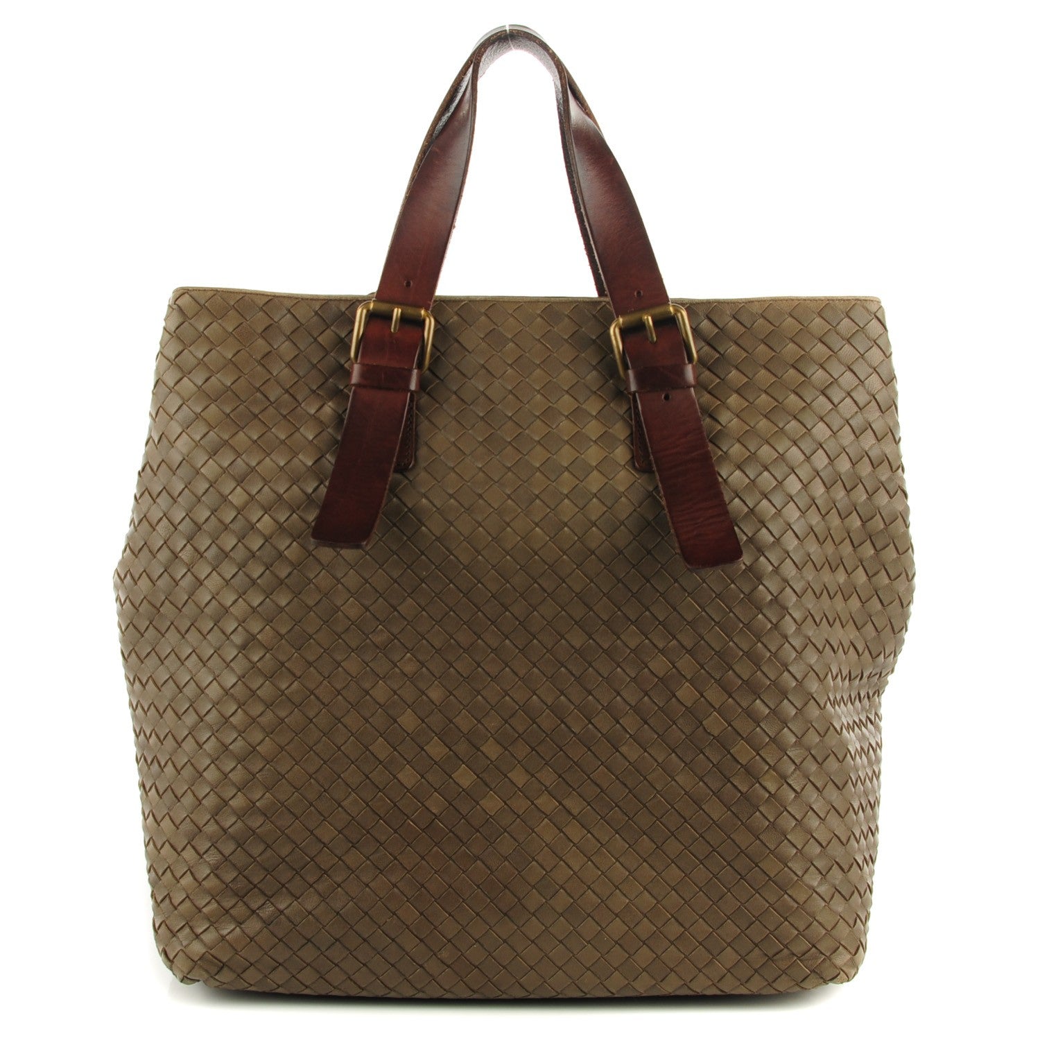 Bottega Veneta Intrecciato Light Calf Shopper Tote Khaki Brown 1 of 8