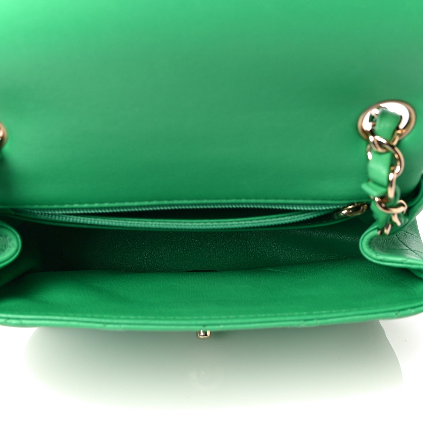 Lambskin Quilted Mini Square Flap Green
