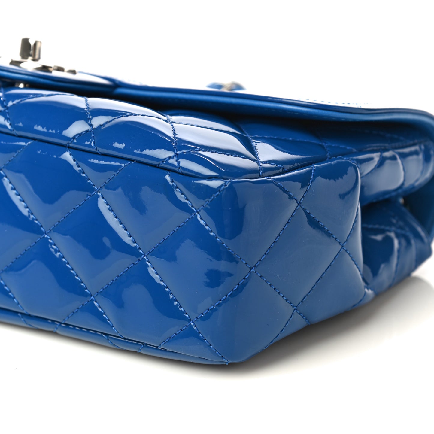 Patent Quilted Large Coco Shine Flap Blue