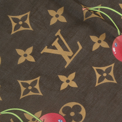 Louis Vuitton LV X TM Silk Cotton Monogram Cerises Square Scarf 55 Brown 4 of 4