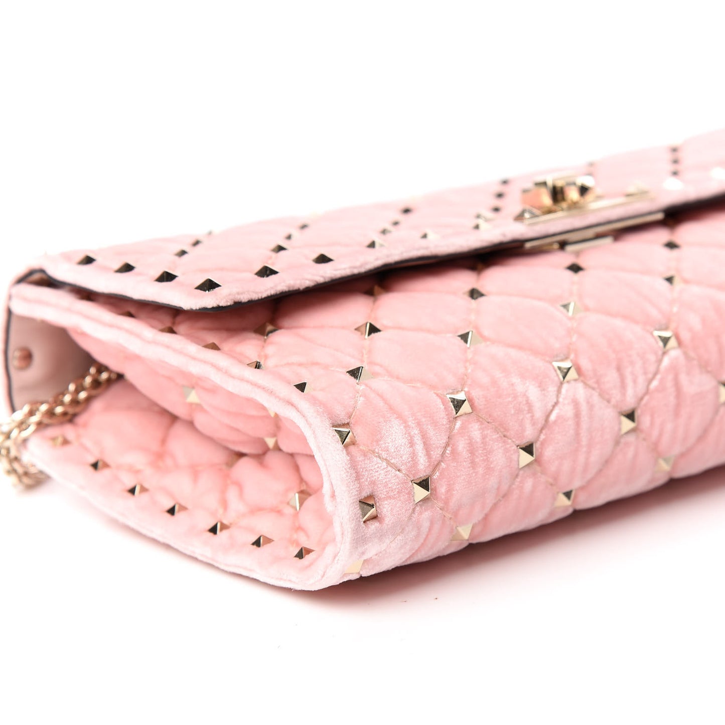 Velvet Rockstud Spike Wallet on Chain Water Rose