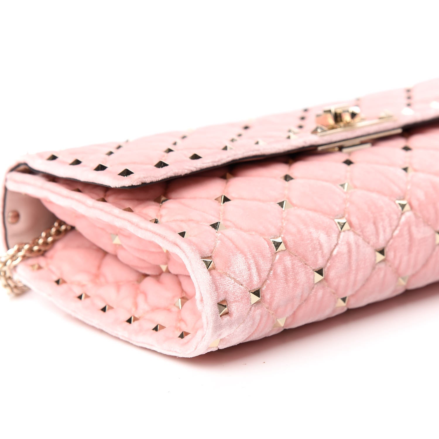 Valentino Garavani Velvet Rockstud Spike Wallet on Chain Water Rose 7 of 8
